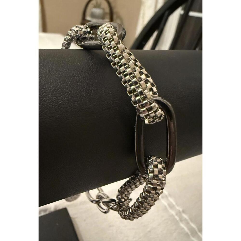 Vintage R J Graziano Bracelet Silver Tone Chain 6.5”-8.5”